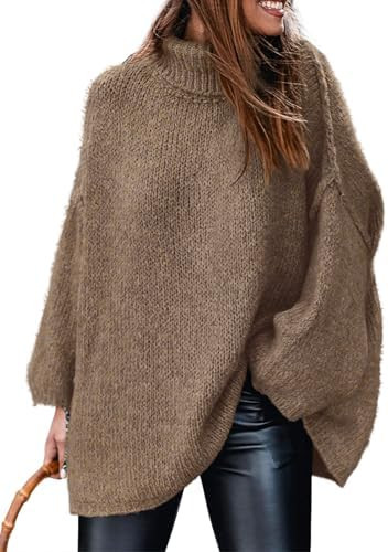 PRETTYGARDEN Women's 2025 Fall Turtleneck Oversized Sweaters Long Sleeve Chunky Knit Pullover Top... | Amazon (US)