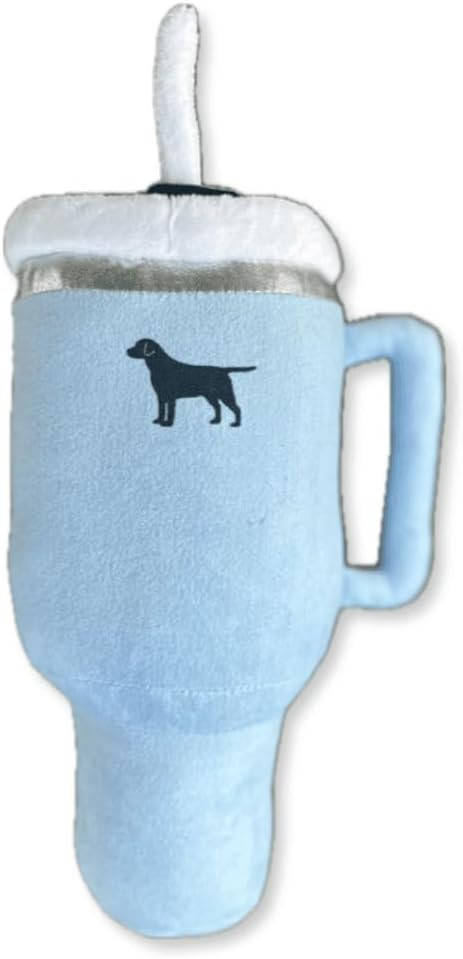 PUPROAR Pup Cup Tumbler Plush Dog Toy | Tumbler with Handle & Straw Dog Toy | Large Dog Toy Replica of Stainless Steel 30 oz Tumbler Cup (CHAMBRAY BLUE) | Amazon (US)