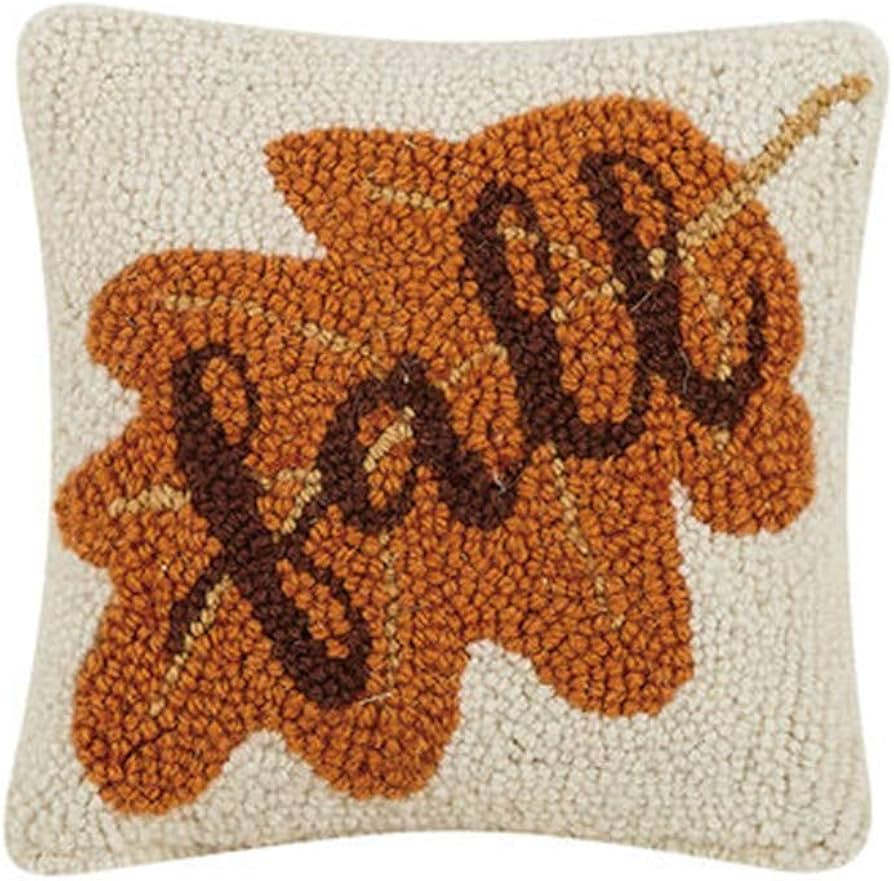 Peking Handicraft 31TG490C08SQ Blown-in Filled Fall Hook Pillow, 8-inch Length, Wool and Cotton | Amazon (US)