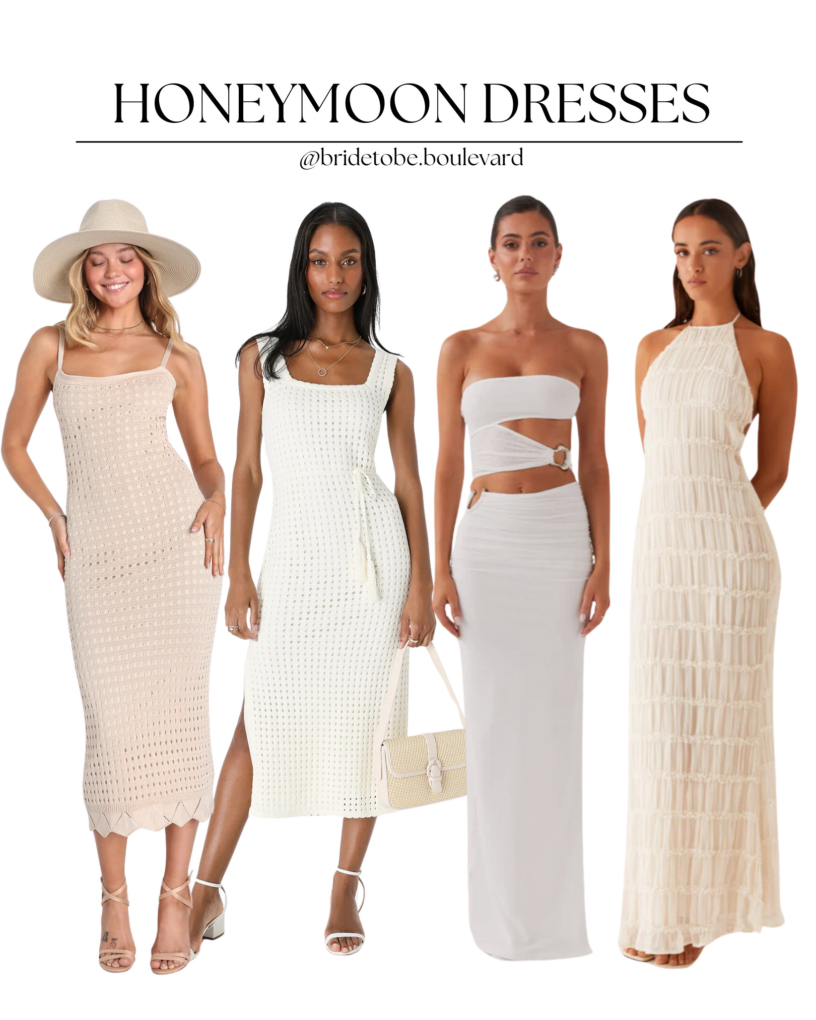 ☀️ Just Married & Jet-Set ✈️ These dreamy white honeymoon dresses are perfect for romantic dinners, sunset strolls, and all your newlywed adventures. Featuring flowy silhouettes, delicate crochet, and chic ruffle details, these styles will have you glowing long after I do! Shop now! 🤍✨ #HoneymoonStyle #JustMarried #BridalFashion #LTKBridal 

 #LTKParties #LTKTravel #LTKWedding