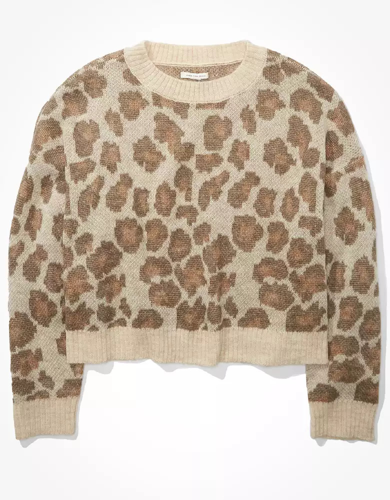 AE Leopard Crew Neck Sweater | American Eagle Outfitters (US & CA)