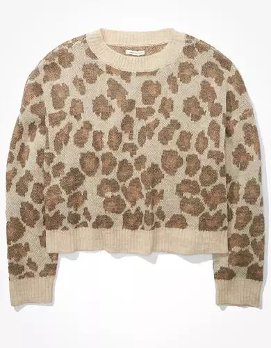 AE Leopard Crew Neck Sweater | American Eagle Outfitters (US & CA)