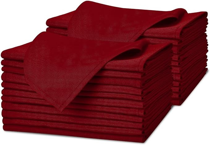 Red Cloth Napkins Bulk (Pack of 24) - 100% Polyester Dinner Linen Napkins Cloth Washable & Reusab... | Amazon (US)