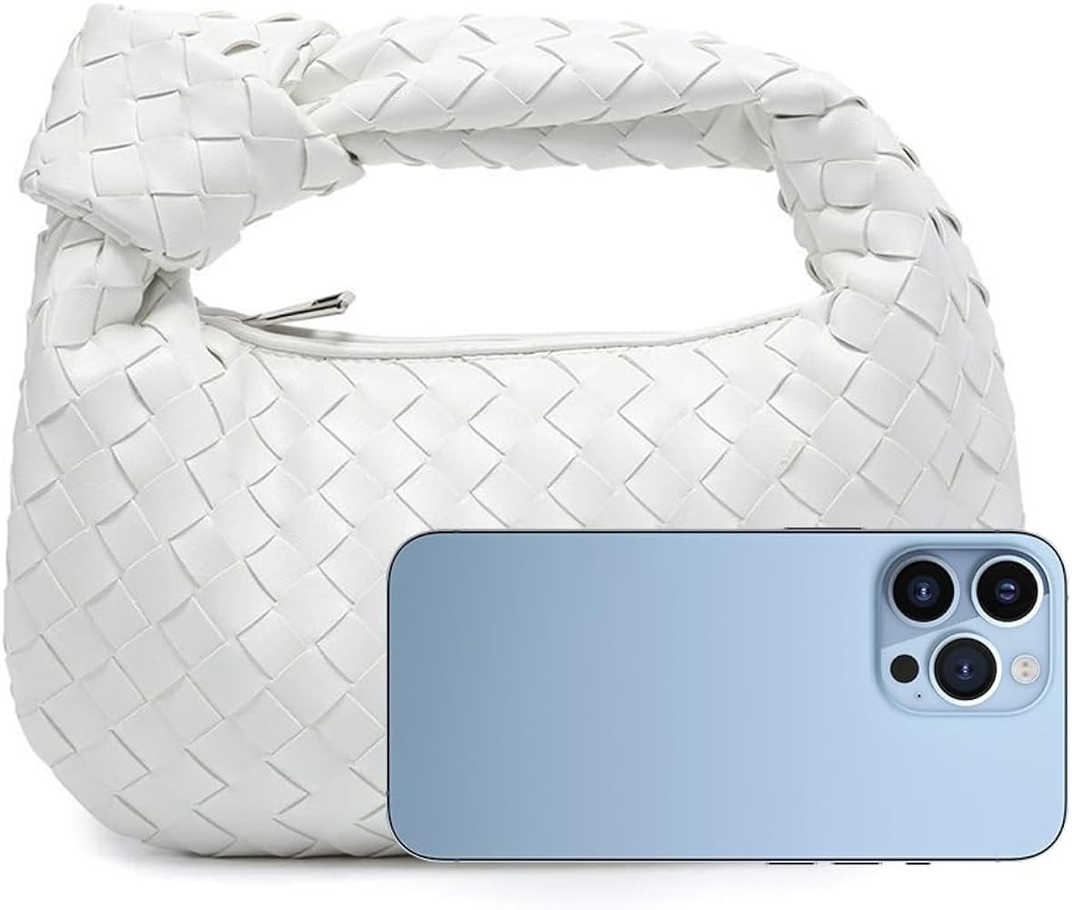 JBB Woven Handbag Bag for Women Leather Shoulder Bags Knotted Purse Soft Mini Hobo Clutch | Amazon (US)