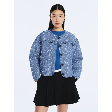 Scoop Women s Cotton Eyelet Jacket with Puff Sleeves Sizes XS-4X | Walmart (US)
