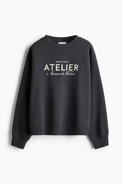 H & M - Sweatshirt with Text Motif - Gray | H&M (US + CA)