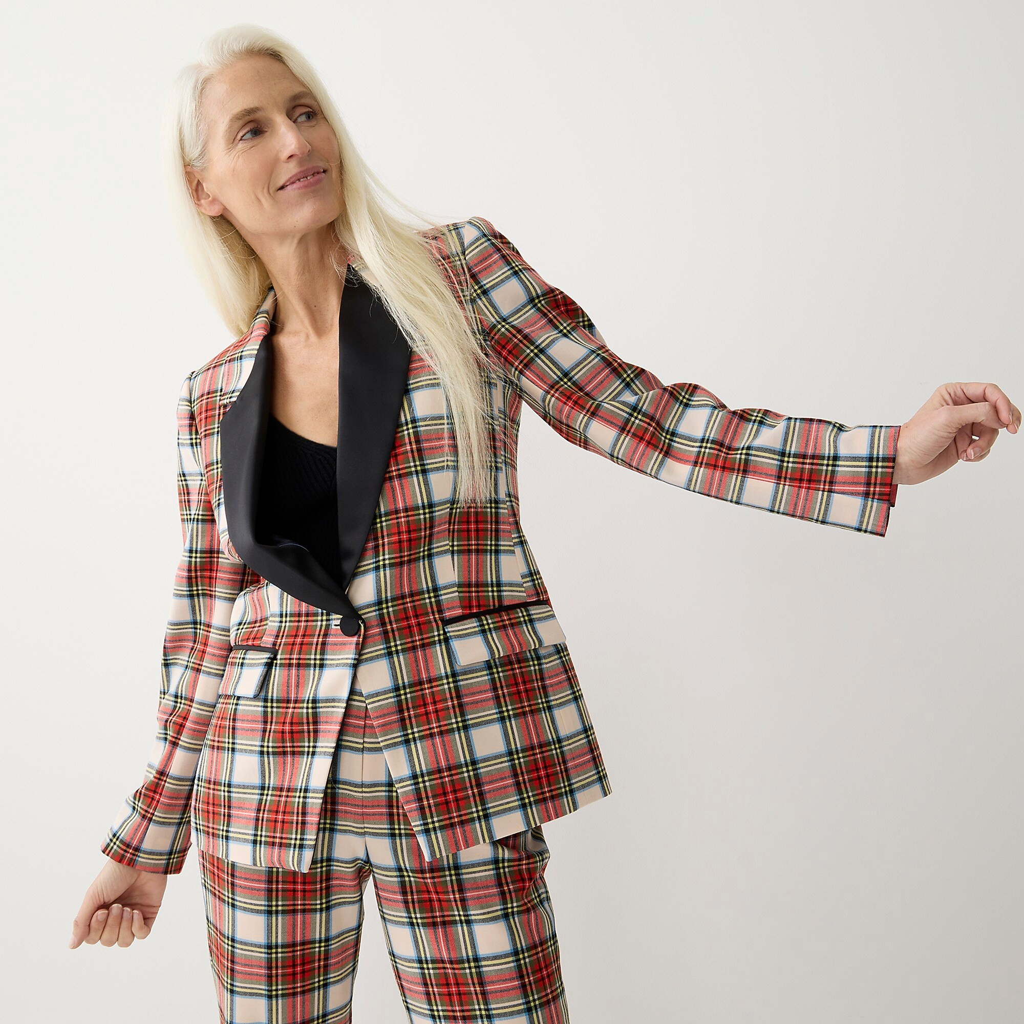 Willa blazer in Snowy Stewart tartan wool | J. Crew US