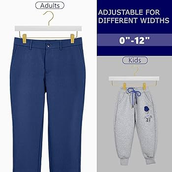 Amber Home 24 Pack White Wooden Pants Hangers with Gold Clips, Wood Skirt and Trouser Hangers for... | Amazon (US)