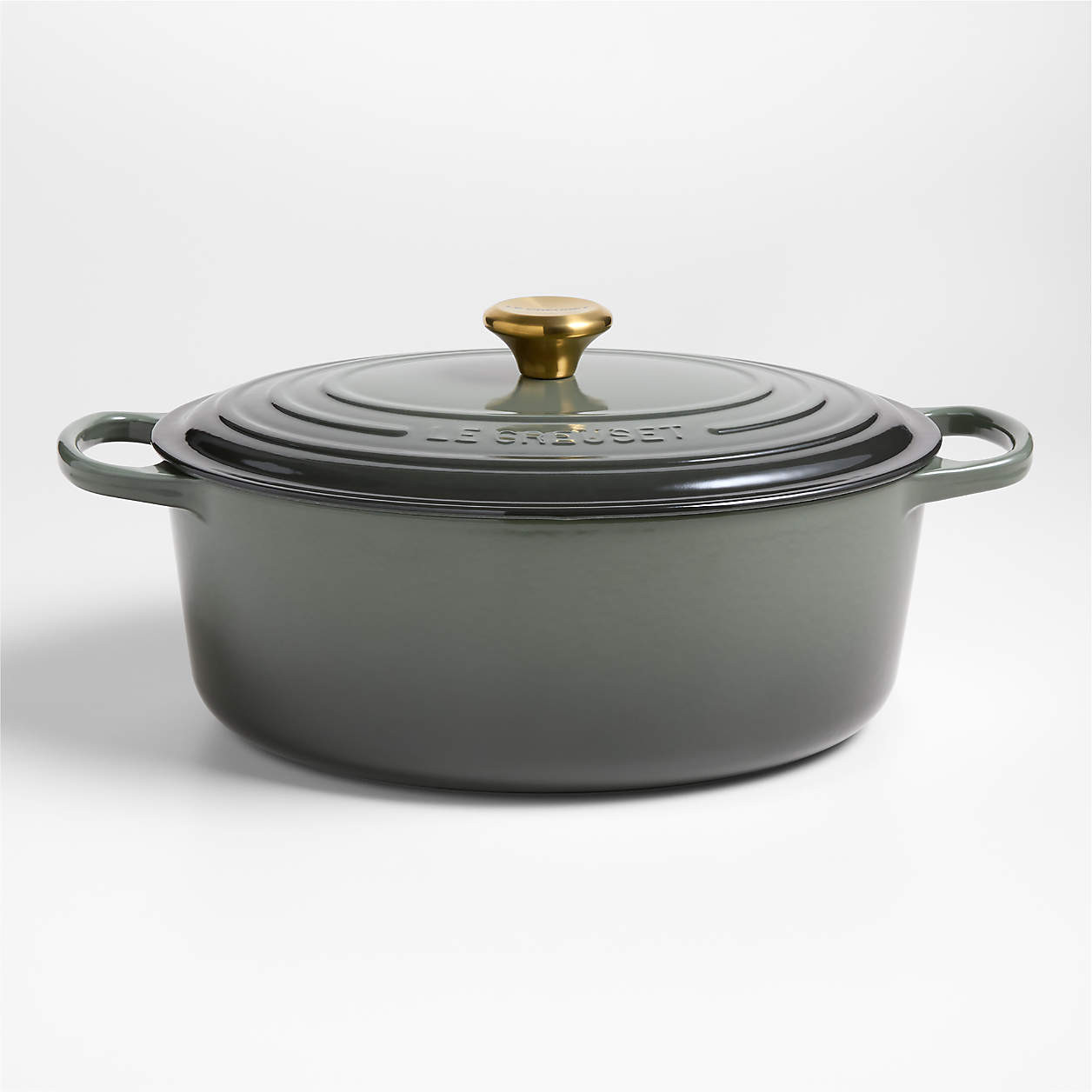 Le Creuset Signature 8-Qt. Thyme Enameled Cast Iron Oval Dutch Oven + Reviews | Crate & Barrel | Crate & Barrel