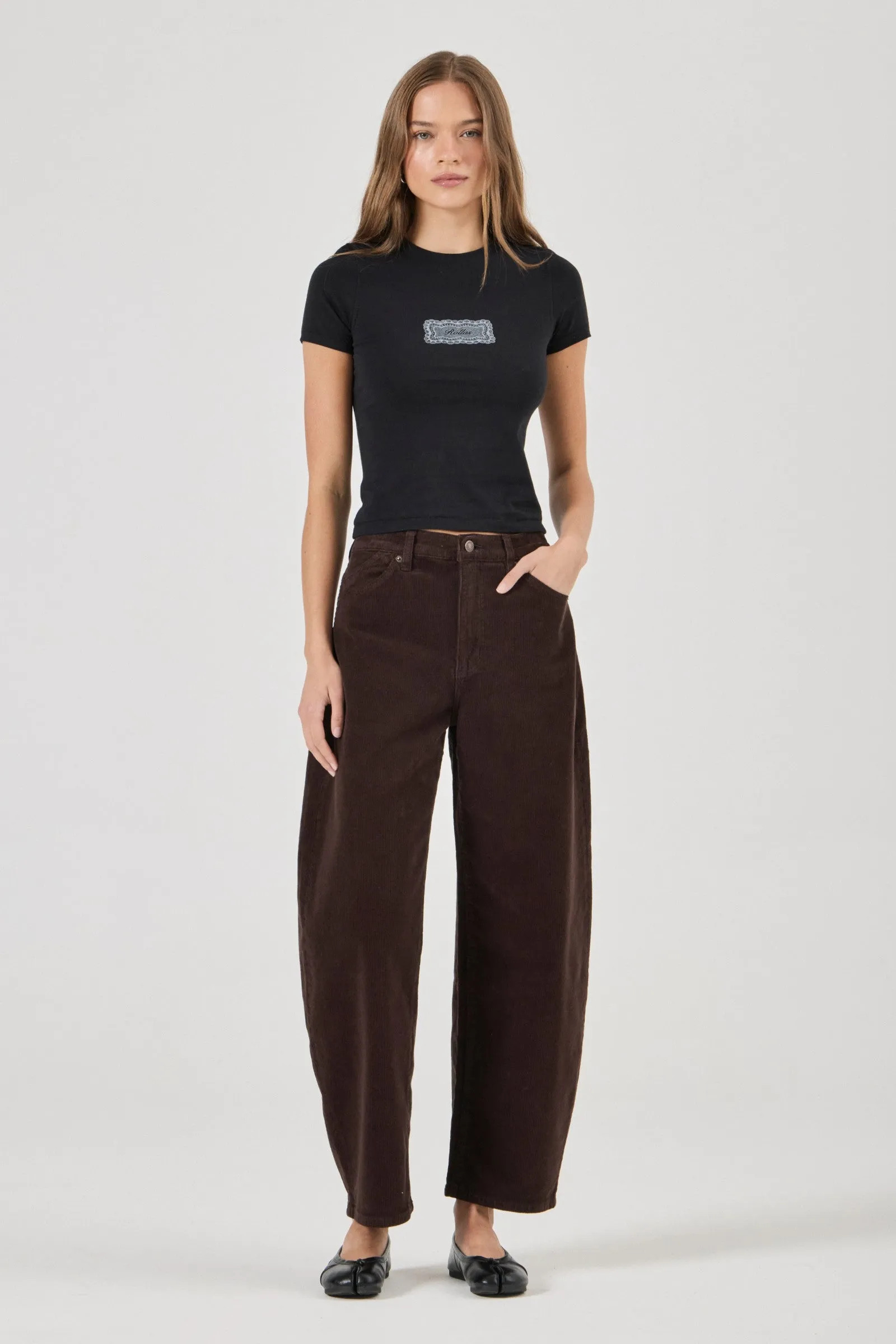 Gigi Barrel Jean - Espresso Cord | Rolla's Jeans APAC