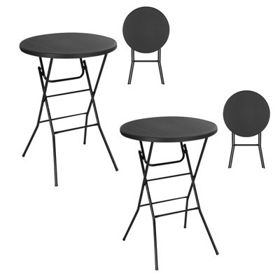MUKE 31.5" Round Folding Picnic Table, Portable Cocktail Table with Detachable Legs, Waterproof for Indoor/Outdoor Events & Camping (Black, 2 Tables) | Target