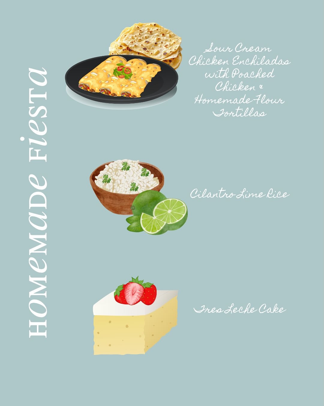 It started with poached chicken simmering quietly on the stove — the kind of rhythm that makes the kitchen feel alive. The sauce came next: buttery, creamy, and kissed with green chilies. I filled warm homemade flour tortillas, rolled them tight, and baked them until bubbly and golden. On the side, cilantro lime rice brought brightness to every bite, and for dessert — a tres leches cake so tender it practically sighed when sliced.

Inspired by Julie & Julia, I’m cooking my way through all three Magnolia Table cookbooks by Joanna Gaines. I’m calling it The Jeanie Jo & Joanna Project. Recipes 99–103 were Poached Chicken Breast, Sour Cream Chicken Enchiladas, Cilantro Lime Rice, Flour Tortillas, and Tres Leches Cake — a homemade fiesta that turned an ordinary evening into something worth celebrating.

354 recipes to go!
Gracefully yours,
🫶🏻 Jeanie Jo

#LTKHome