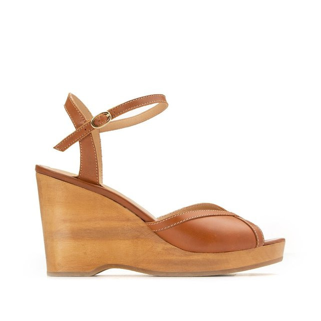 Sandales en cuir talon compensé | La Redoute (UK)