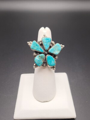 Native American Navajo Sterling Silver Kingman Nugget Cluster Ring Size 5.5  | eBay | eBay US