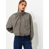 Women's Brown Check High Neck  Zip Through Jacket New Look | New Look (UK)