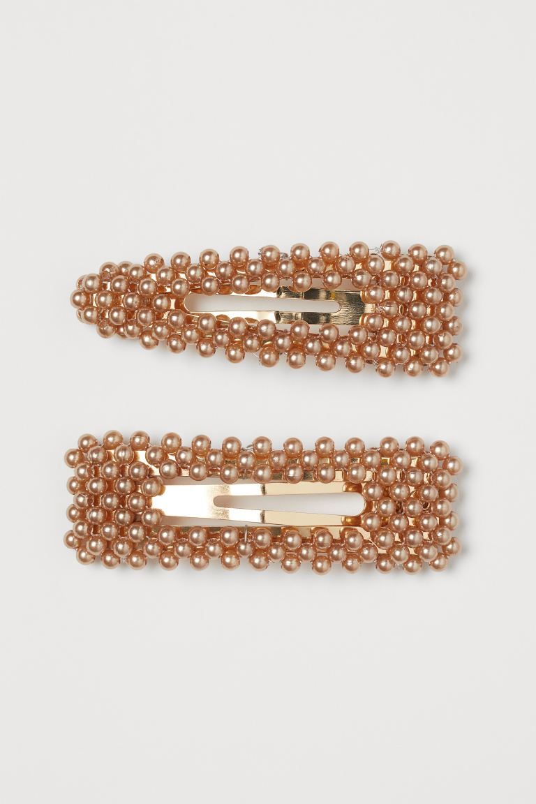 Metal hairpins decorated with plastic beads. Length 3 1/4 in. | H&M (US + CA)
