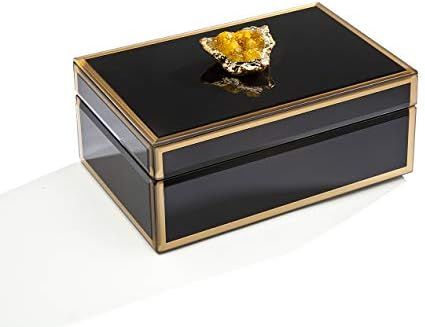 Philip Whitney Jewelry Box Storage Organizer, Black Gold Trim with Amber Geode - 8"x 5" | Amazon (US)