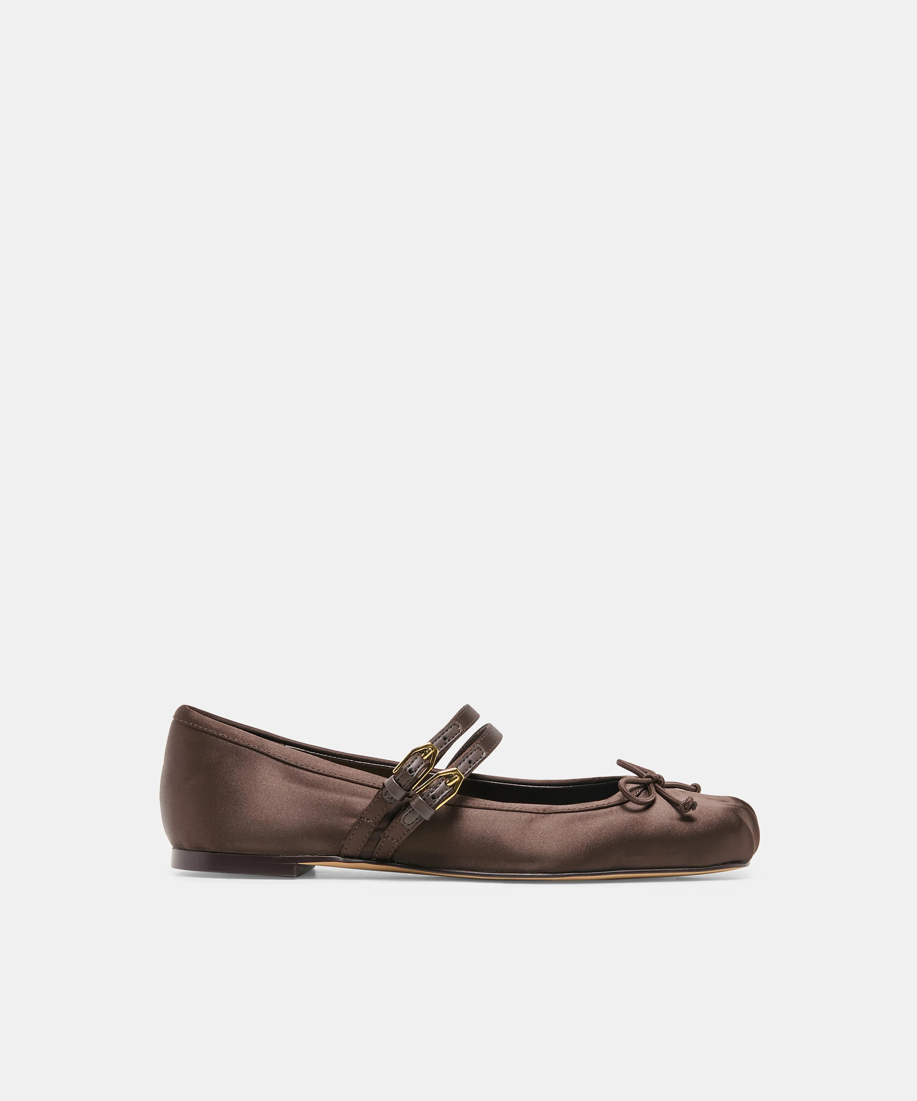 Gibsen Dk Chocolate Satin Mary-Jane Ballet Flats | Dolce Vita | DolceVita.com