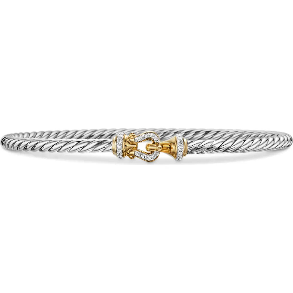David Yurman /Buckle Classic Cable Bracelet in Sterling Silver with 18K Yellow Gold and Diamonds in Yellow Gold/Silver/Diamond at Nordstrom, Size | Nordstrom