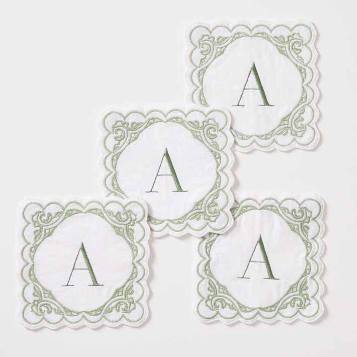 Bespoke Embroidered Coasters, Set of 4 | Mark and Graham