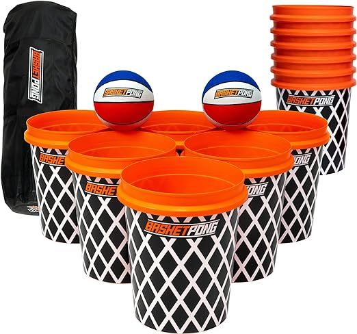 BasketPong™ Giant Yard Pong X Basket Ball Game with Durable Balls and Buckets - Outdoor Game fo... | Amazon (US)