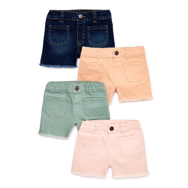 Garanimals Baby and Toddler Girls Denim and Twill Shorts, 4-Pack, Sizes 12 Months-5T | Walmart (US)