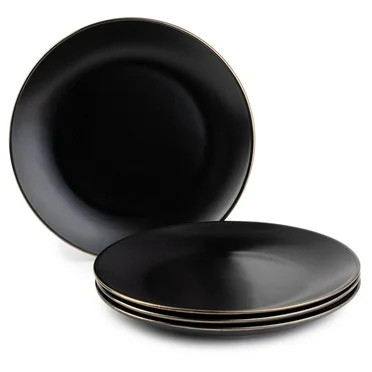 Better Homes & Gardens Burns Dinner Plates, set of 4, Black - Walmart.com | Walmart (US)