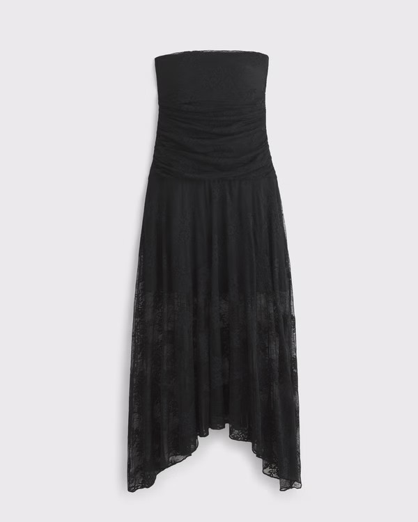 Strapless Lace Midi Dress | Abercrombie & Fitch (US)
