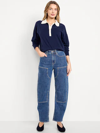 High-Waisted Baggy Barrel Utility Jeans | Old Navy (CA)