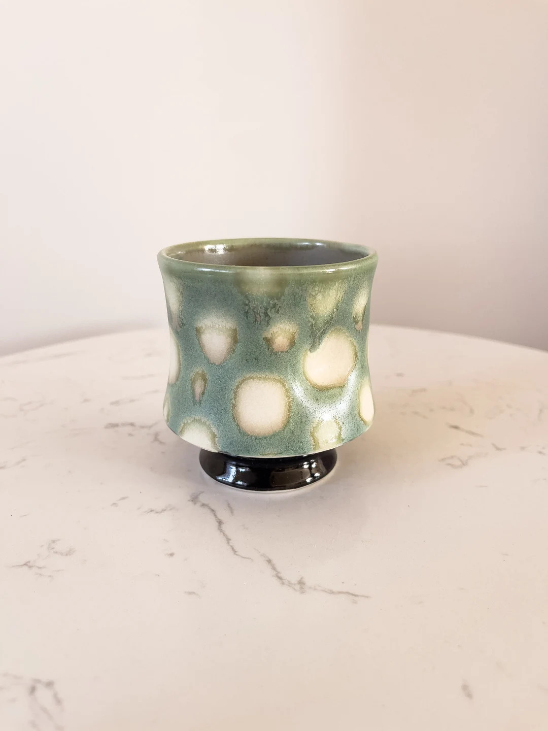Ceramic Tea Cup, Whimsical White and Green Porcelain Yunomi - Ceramic Tumbler, Tea/Coffee Accesso... | Etsy (US)