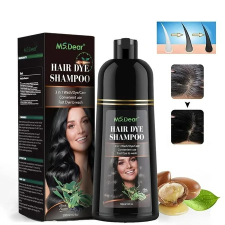 Black Hair Dye Shampoo Natural Hair Dye for Women & Men Gray Coverage Hair Color Shampoo for Dark Hair Long Lasting Results 16.9 fl.oz | Walmart (US)
