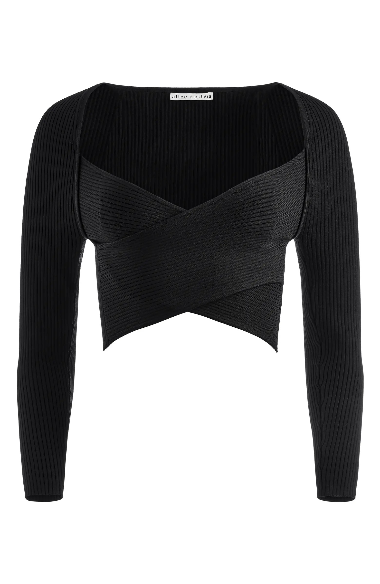 Alice + Olivia Annis Crossover Front Rib Crop Top | Nordstrom | Nordstrom