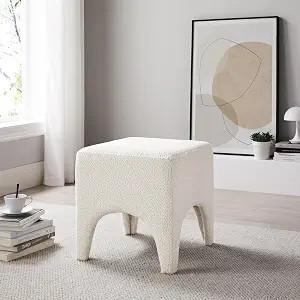 17" Boucle Modern Square Foot Stool Ottoman, Vanity Stool for Makeup, Rectangle Foot Rest for Cou... | Amazon (US)