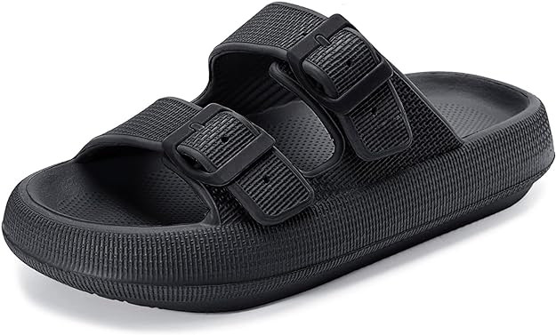 Weweya Sandals for Women and Men - Pillow Slippers - Double Buckle Adjustable Slides - EVA Flat S... | Amazon (US)