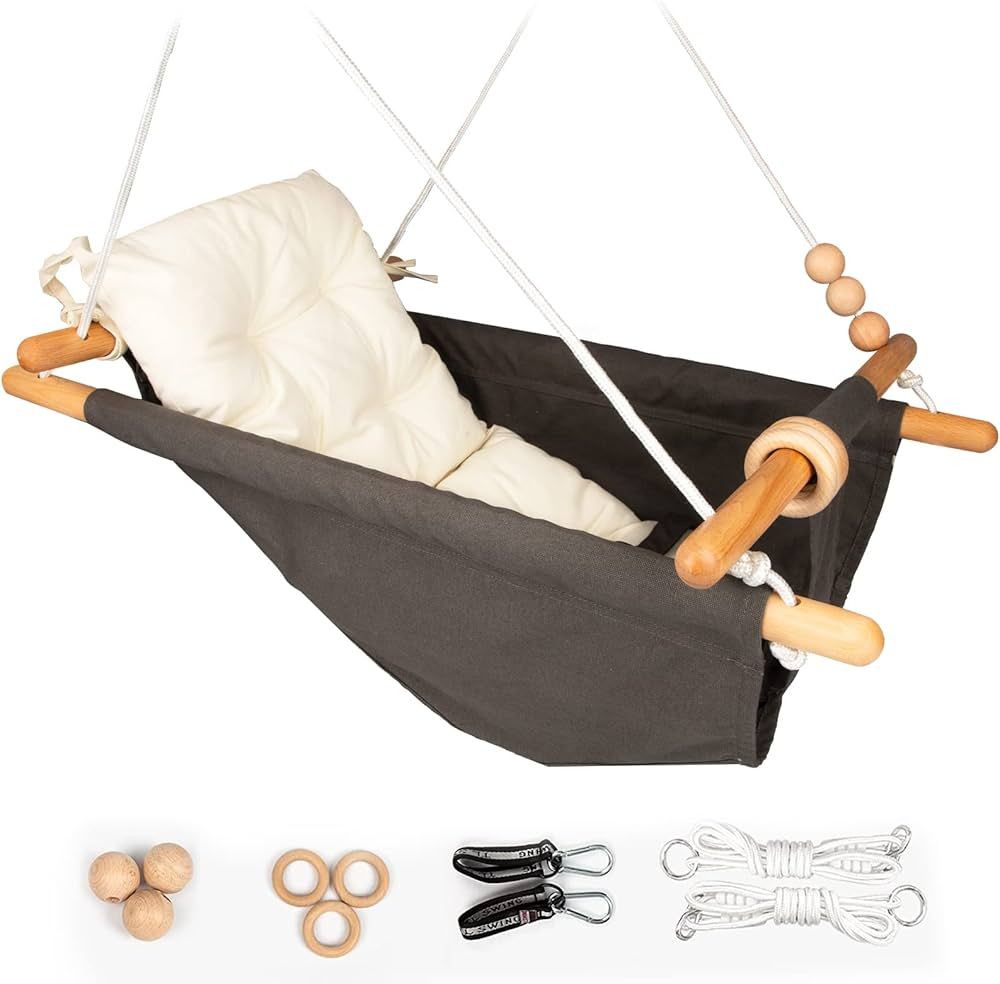 Baby Swing Outdoor Indoor Toddler Swing Seat with Safety Belt, Canvas Hanging Swings Outside Tree... | Amazon (US)