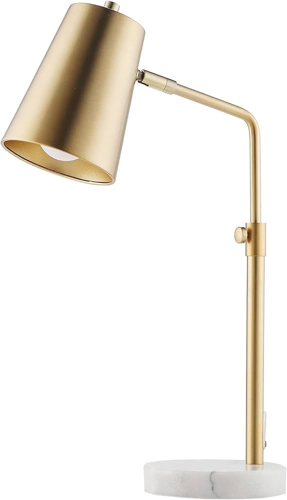 VONLUCE Gold Desk Lamp with LED Bulb Adjustable, Antique Brass Metal Table Lamp Marble Base, Mid ... | Amazon (US)