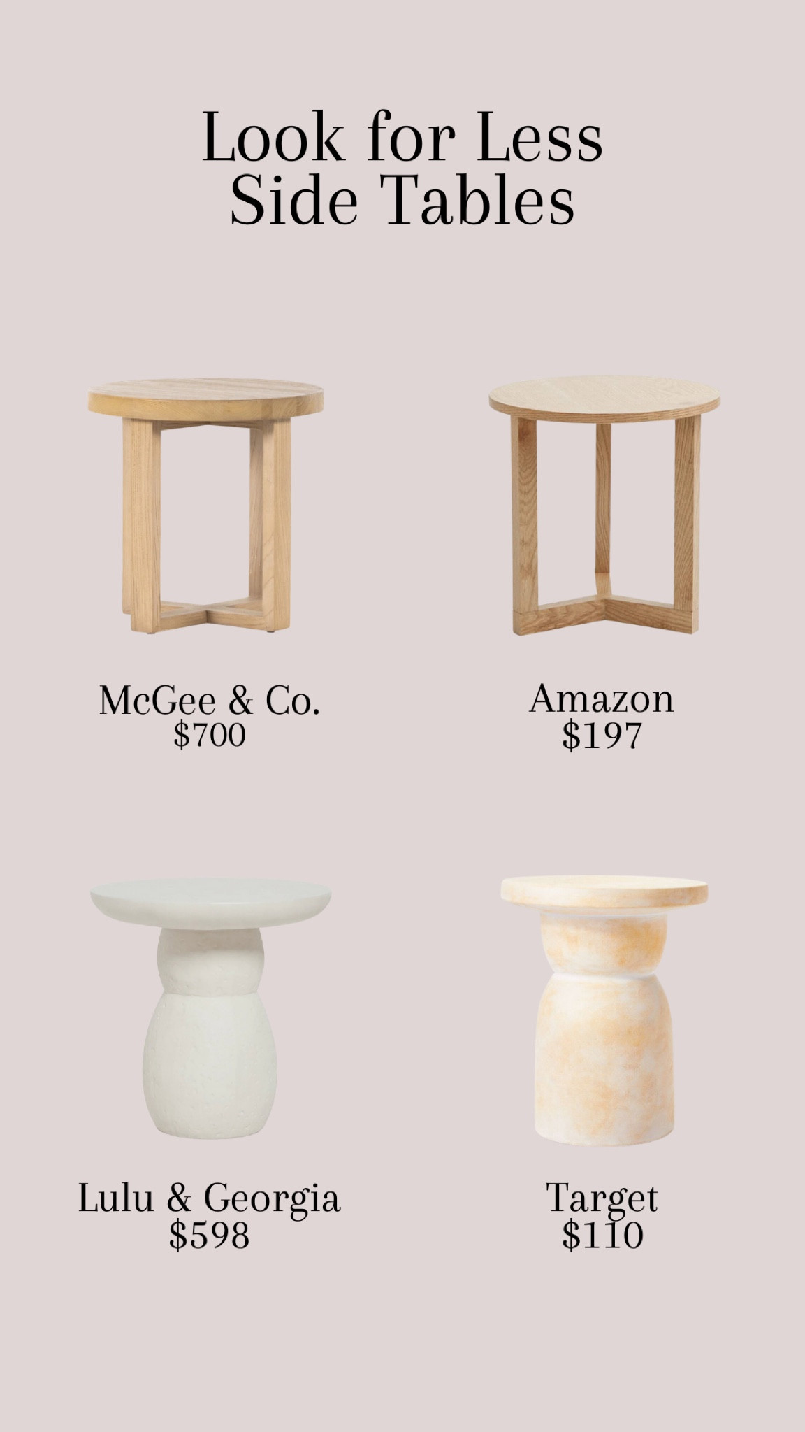 Look for Less Side Tables #dupe #lookforless #sidetable

#LTKFind #LTKhome #LTKstyletip