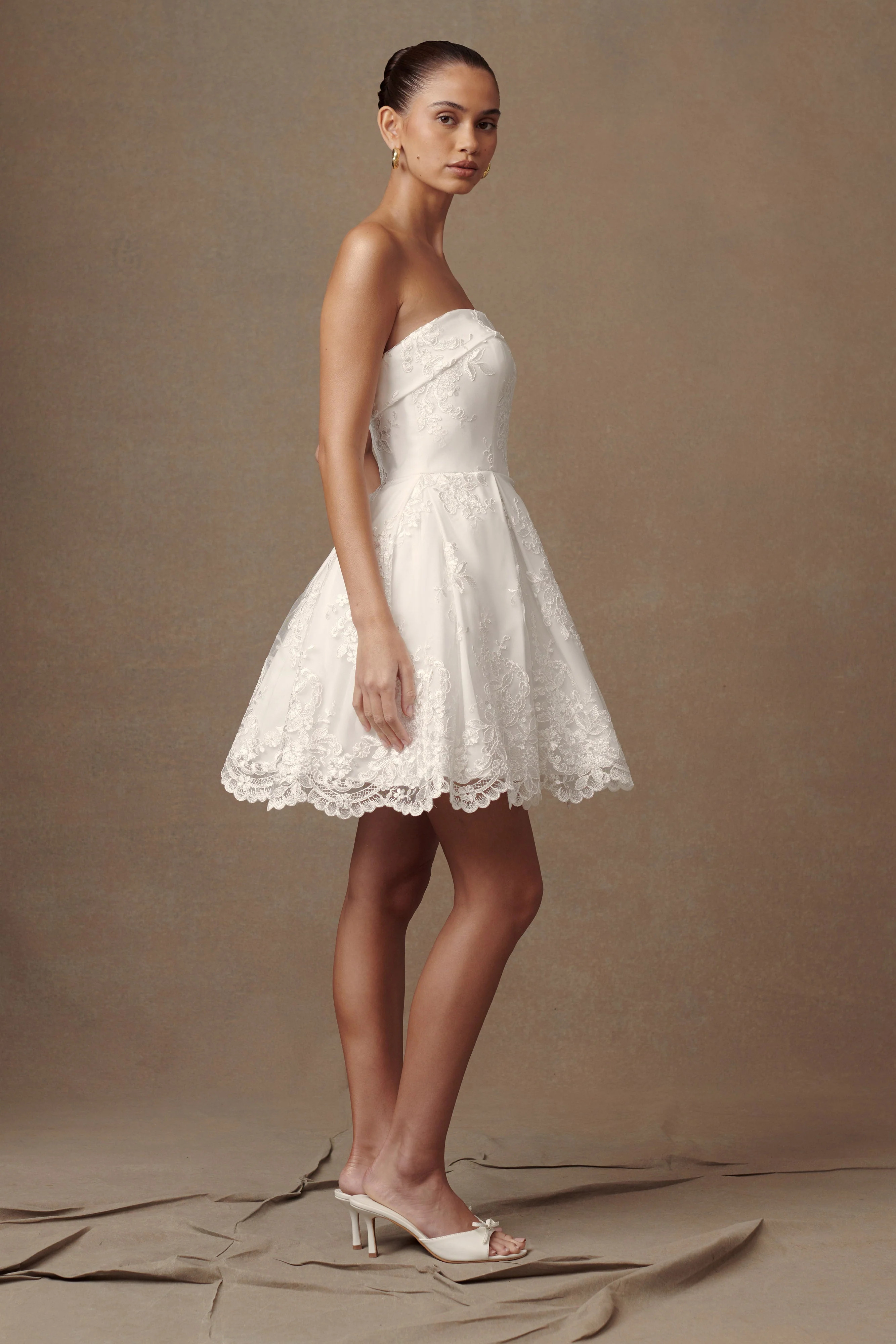 Eileen Lace Mini Dress - White | MESHKI US
