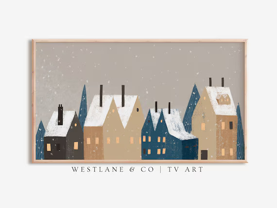 Samsung Frame TV Art Neutral Nordic Winter Cityscape  DIGITAL - Etsy | Etsy (US)