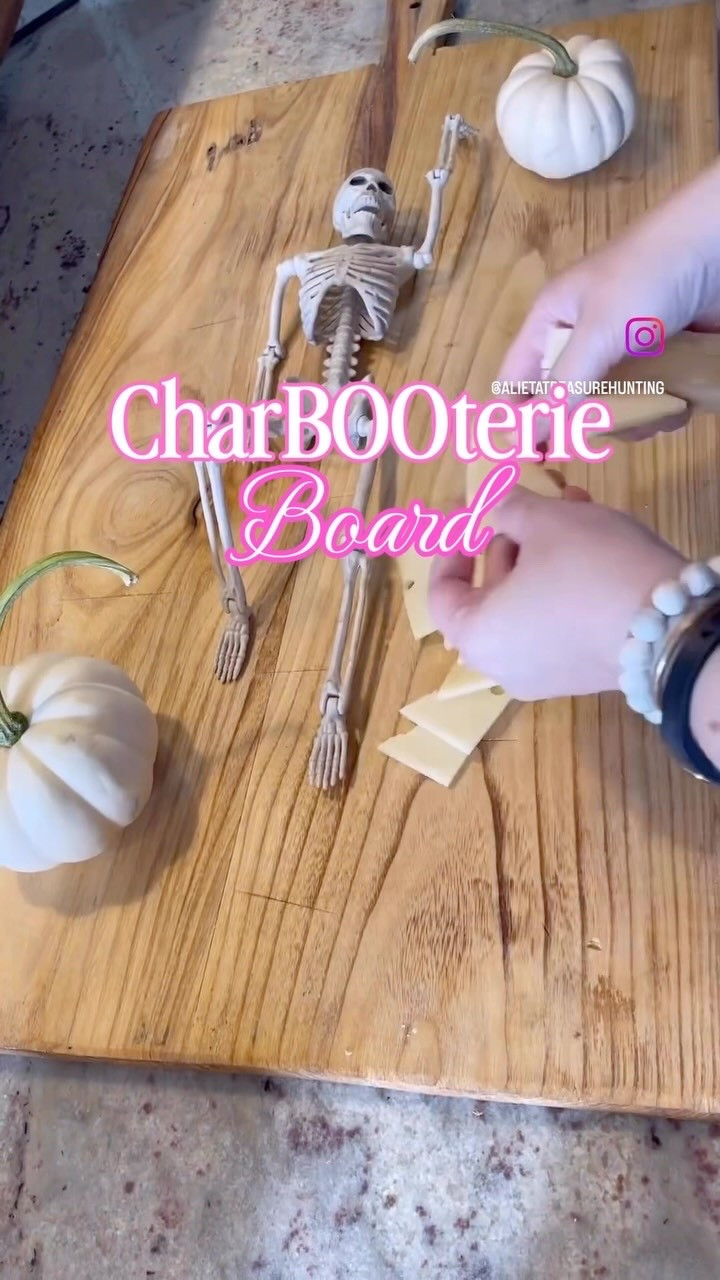 CharBOOterie time!! {l had to do it. 💀🤣}

Comment SHOP for the link to my $5 skellie! We like to use ours like elf on the shelf and hide him around the house all September and October! 

This is an easy crowd pleaser recipe for the Halloween season! Just add some crackers and cheese you have on hand, slice up an apple or two, and throw in something sweet. Your friends and family will love it! 🎃 

#halloweenpartyideas #charbooterie #skeletondecor #halloweensnacks #charcuterieboards