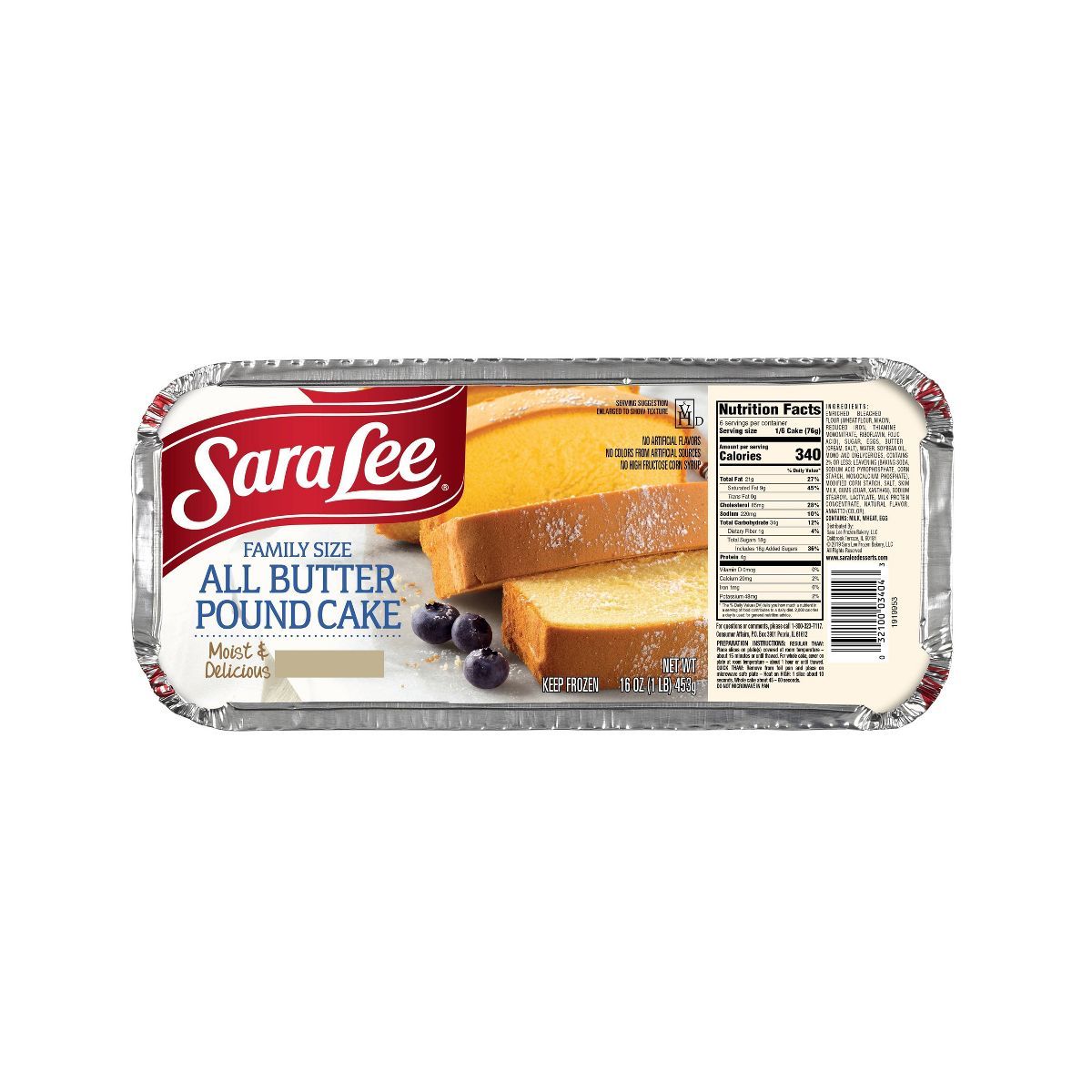 Sara Lee Frozen Family Size All Butter Pound Cake - 16oz | Target