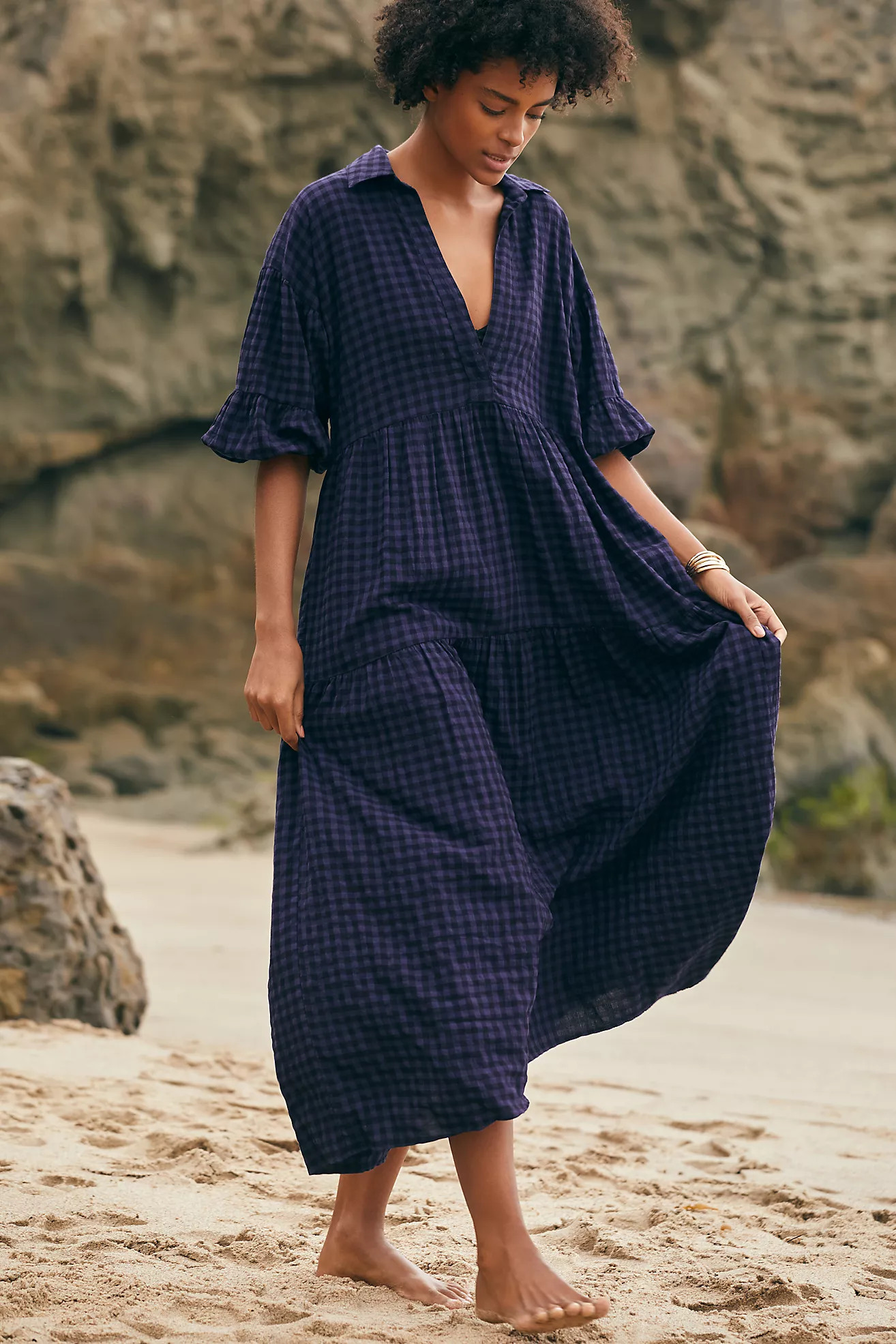 By Anthropologie Printed Tiered Shirt Dress | Anthropologie (US)