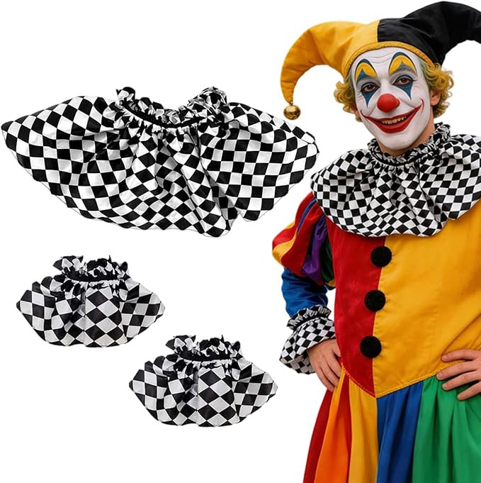 Clown Neck Ruffle Collar Cuffs Set, Plaid Striped Detachable Clown Costume Accessories for Hallow... | Amazon (US)