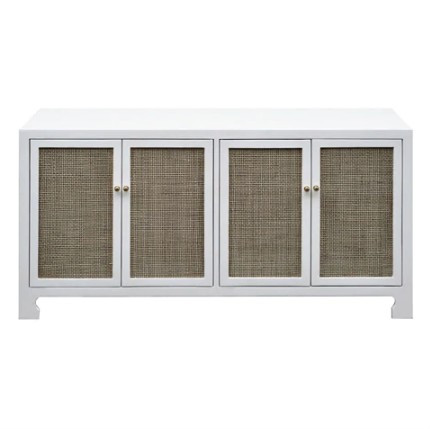 Four Door Cane Cabinet with Brass Hardware in Various Colors – BURKE DECOR | Burke Decor