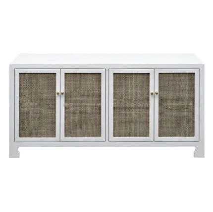 Four Door Cane Cabinet with Brass Hardware in Various Colors – BURKE DECOR | Burke Decor