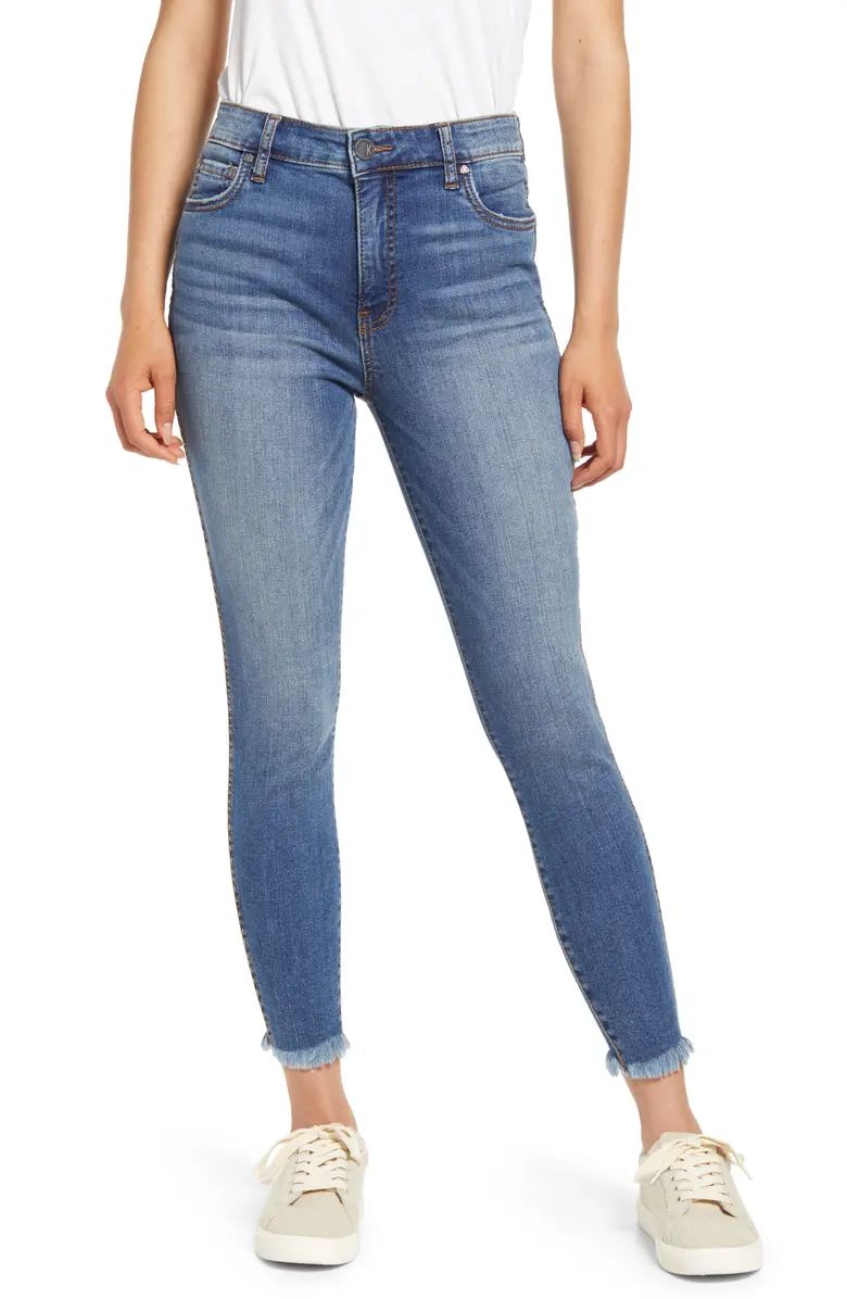 Donna Stretch High Waist Fray Hem Skinny Jeans | Nordstrom