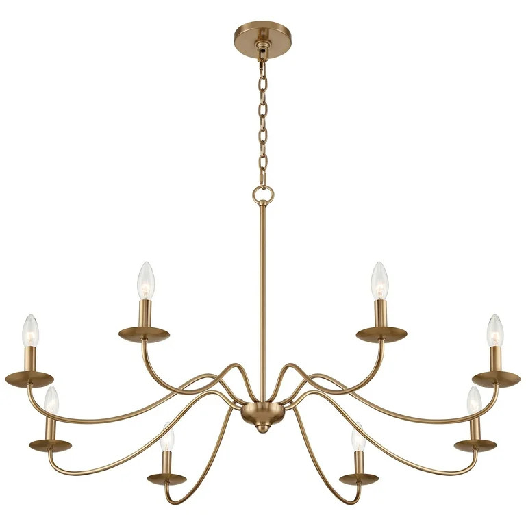 Franklin Iron Works Soft Gold Chandelier 42" Wide Farmhouse Rustic Bent Arms 8-Light Fixture for ... | Walmart (US)