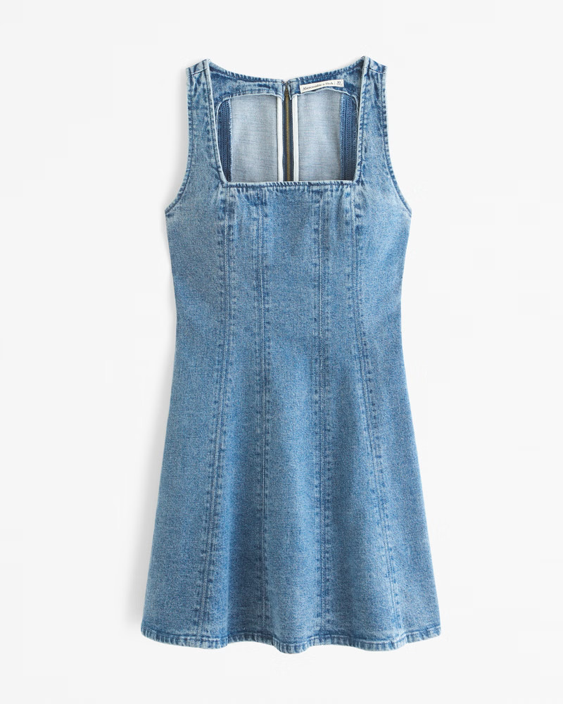 The A&F Mila Squareneck Denim Mini Dress | Abercrombie & Fitch (US)