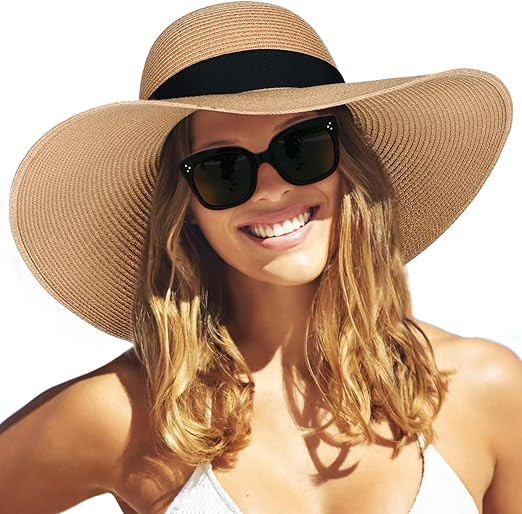 FURTALK Womens Sun Straw Hat Wide Brim UPF 80 Summer Hat Foldable Packable Floppy Beach Hats for ... | Amazon (US)