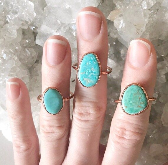 Turquosie Copper Ring, Boho Turquoise Ring, Big Turquoise Ring, Natural Raw Turquoise Ring, Turquois | Etsy (US)